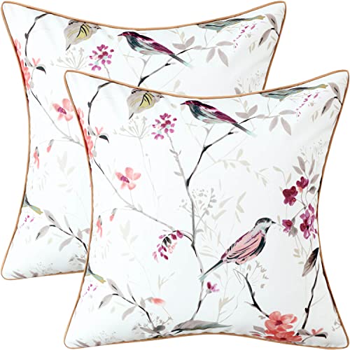 VOGOL Bird Pattern Throw Pillow Covers, 18 x 18, 2 Covers, Purple