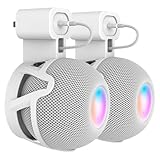 CUHIOY Wall Mount for HomePod Mini, Built-in Cord Management Speaker Stand for Outlet Home Pod, Space-Saving Smart Plug Holder for Homepod, Safe Stable Speaker Accessories(White, 2 Pack)