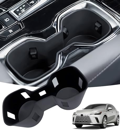 Image of Cup Holder Inserts for Lexus RX 2026 2025 2024 2023, Interior Accessories TPE Cup Holder for Lexus RX 350 350h 550h 450h+, Black
