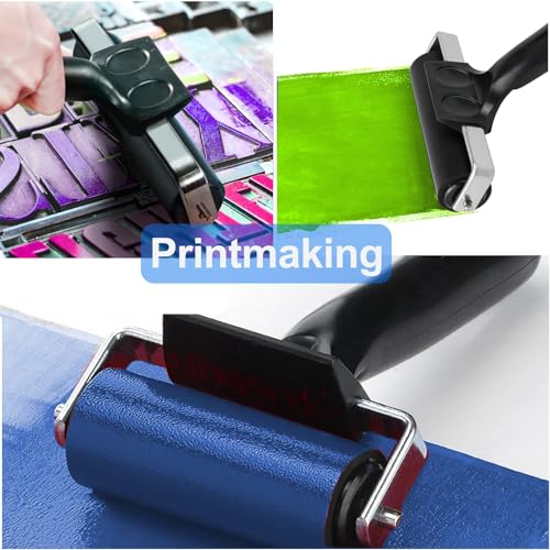 image for TOOYIMR 4 Inch Rubber Roller with Handle, Printmaking Roller for Gluin