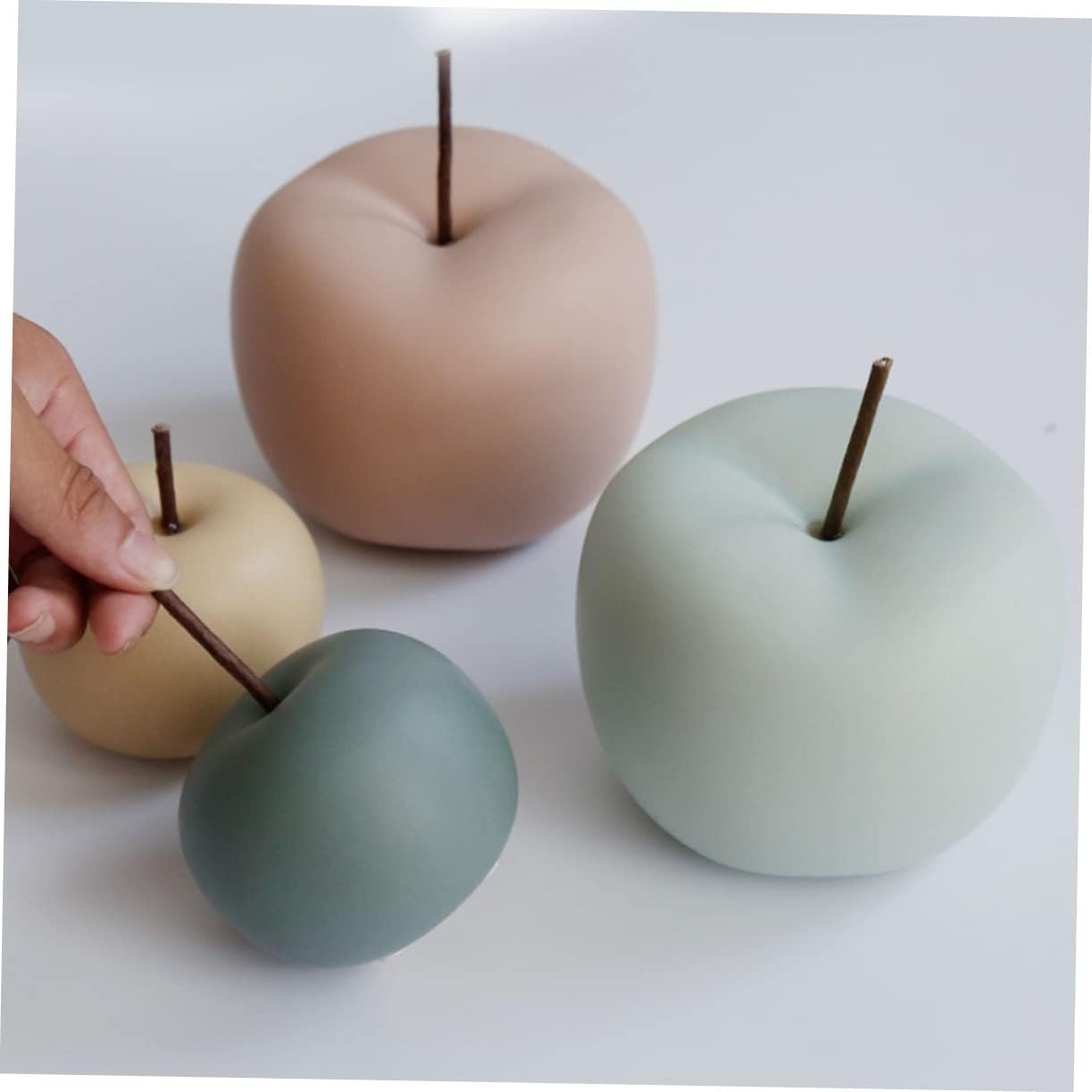 Ceramic Apple Ornament Xmas for Desktop Home Decor Pink