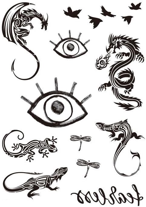 Tymczasowy tatuaż tribal smok Fake Dragon Tattoo Iguan Tattoo ważka tatuaż gekon LC115