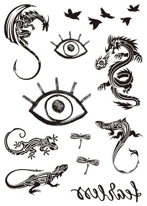 Temporäres Tribal Drachen Tattoo Fake Dragon Tattoo Leguan Tattoo Libelle Tattoo Gecko Tattoo LC115