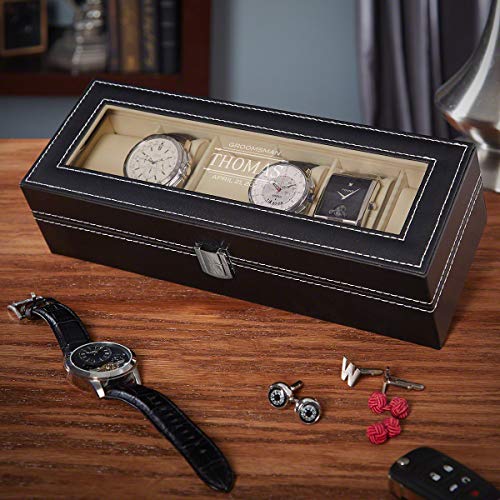 HomeWetBar Customized Black Watch Storage Case and Accessories Organizer