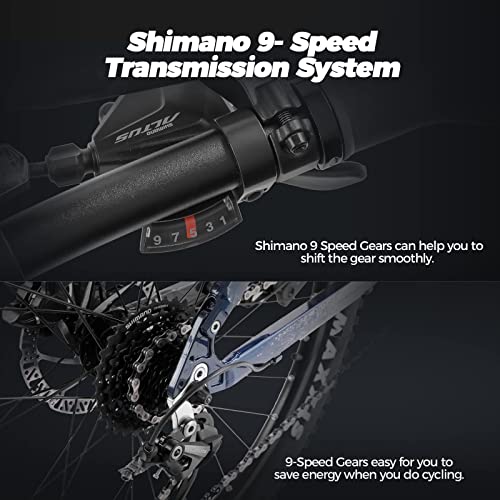 Eahora ACE Electric Bicycle for Adults 31MPH 1000W Peak Electric Mountain Bike 48V 16A 60Mile 500W BAFANG Mid Drive Motor 27.5" DH Lockable Fork Ebike Shimano 9-Speed Full Air Suspension Color Display - Thumbnail 5