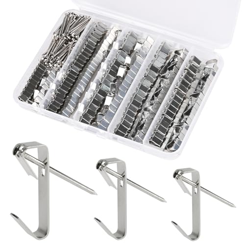 Image of Picture Hanging Hooks 230 Pieces,10lb, 20lb, and 30lb Picture Hangers | Nails Hanging Kit, Metal Picture Hangers for Drywall Wooden Wall,Silver