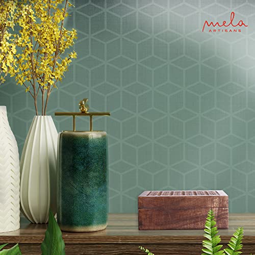 Mela Artisans Decorative Storage Box With Hinged Lid - Medium Polish, Large | 9” X 6” X 3.5” | Rustic Trellis Design | Mango Wood Crafted | Ideal For Keepsakes, Trinkets, Jewelry And Other Stash #TOP3