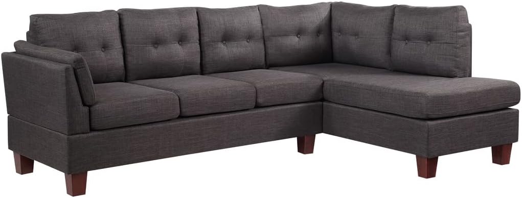 Lilola Home Dalia Linen Modern Sectional Sofa with Right Facing Chaise