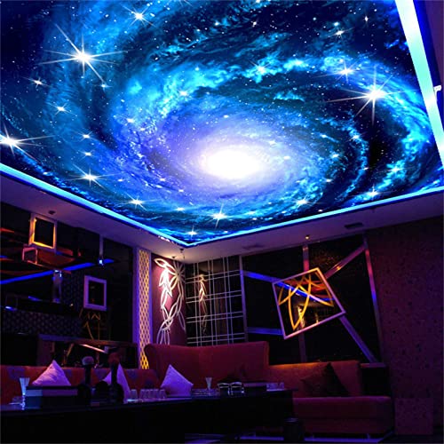 Blue Starry Swirl Ceiling 3D Print Wall Mural, Removable Self-Adhesive Wallpaper Wall Decoration Mural for Boys Girls Kids Room Living Room Tv Sofa Backdrop Decor(36
