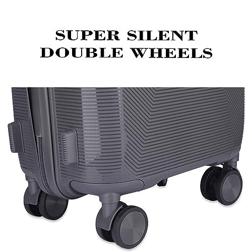 Image of 3G VACANZA Hard-Side Polypropylene Check-in Luggage Set of 2 Grey Trolley Bags (65 & 75 Cm)