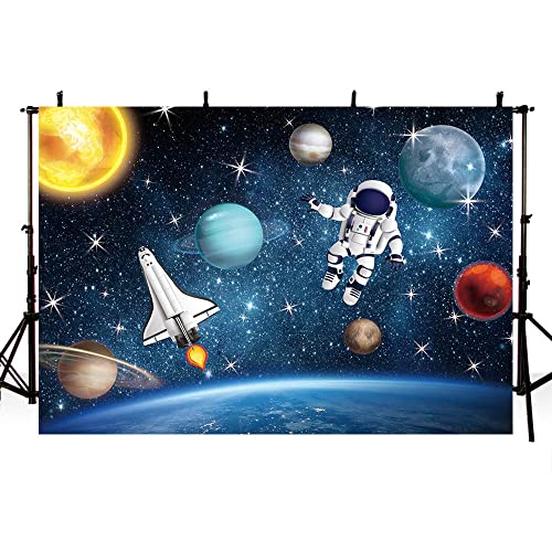 Aibiin 7X5Ft Outer Space Photo Backdrop Universe Planet Star Galaxy Astronaut Rocket Photography Background Kids Boy Birthday Party Decorations Banner Photo Props #TOP19