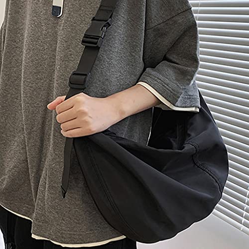 Crossbody Bag Unisex Fashion Dumpling Shaped Shoulder Bag Handbag Nylon Messenger Handbags with Adjustable Strap Black4