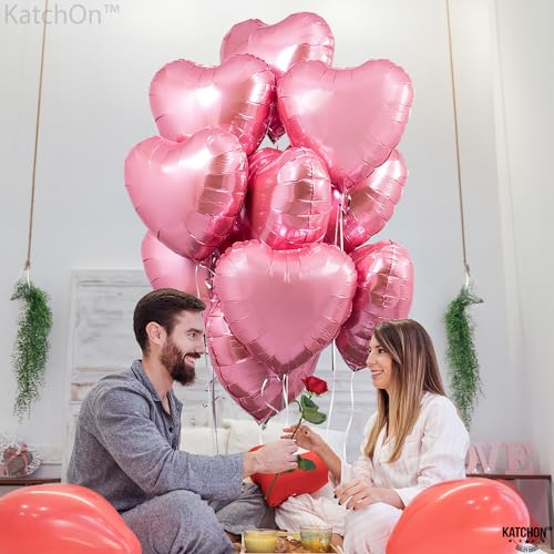 Image of KatchOn, Pink Heart Balloons -18 Inch, Pack of 10 | Heart Shaped Balloons for Pride Decorations, Light Pink Pride Month Decorations | Baby Shower Decorations Birthday Decorations
