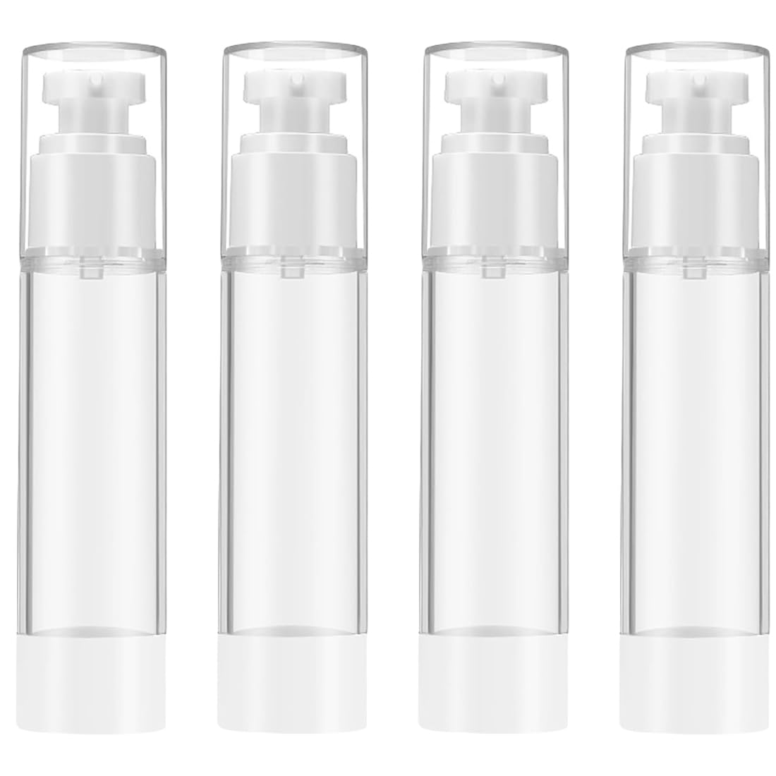 4 Pezzi 50ml Flaconi a Pompa Airless, Flaconi da Viaggio Trasparente, Airless Contenitore Crema Pump, Dispenser per Crema, Dispenser Cosmetico da Riempire, per Lozione, Fondotinta