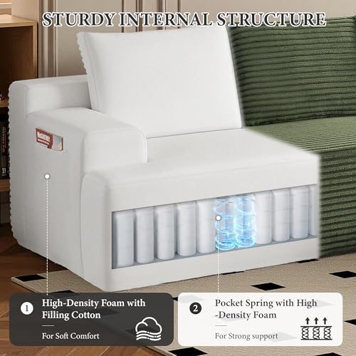 Image of 96 inch Sectional Couches for Living Room Cloud Couch Sofa with L-Shape Upholstered Boneless Couchs Modern Modular Sectional Couch with Chaise