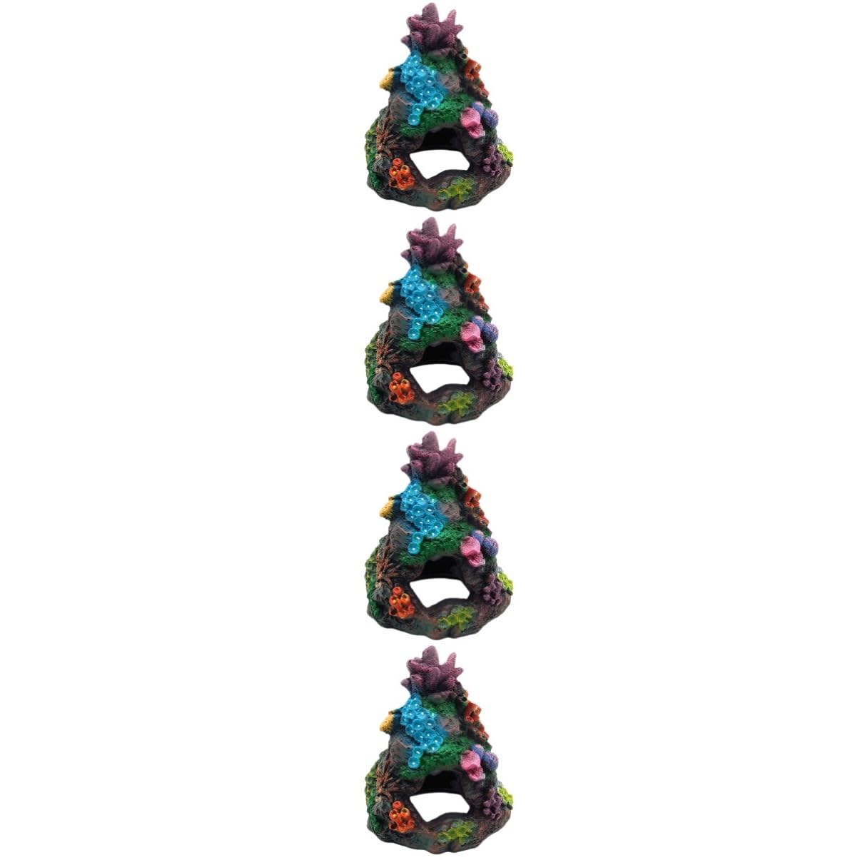POPETPOP 4 Piezas Escondite De Coral Plantas De Acuario Decoraciones De Peceras Decoración De Mesa Rocas Artificiales Pegatinas Vista De La Montaña del Acuario Océano Sirena Adornos Resina