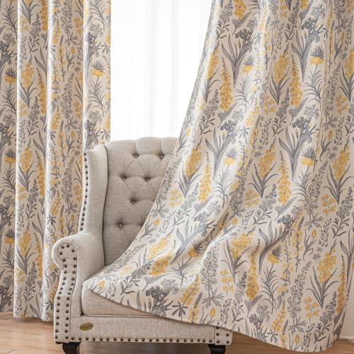 Image of Vintage Botanical Floral Blackout Curtains 84 Inch Length