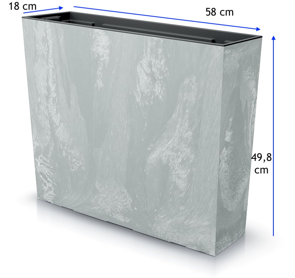 Fioriera Rettangolare Alta In Cemento Calcestruzzo - Colore Bianco Sabbiato - Cm 100x40x90h