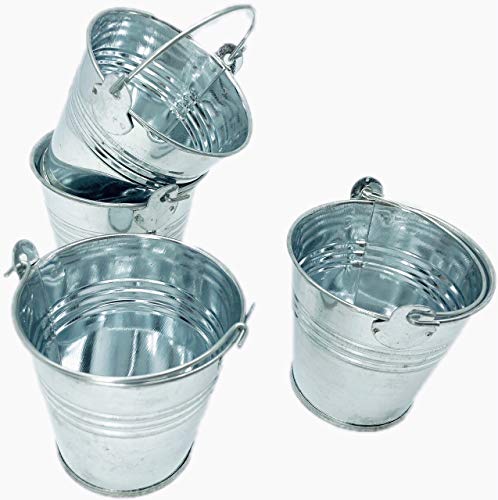 GiftExpress 12ct Mini Metal Buckets, Mini Tin Pails with Handles, Perfect for Party