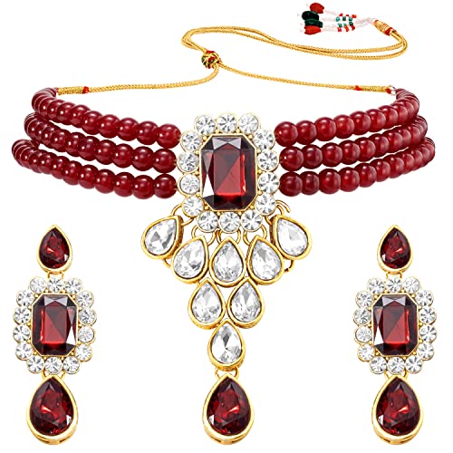 Image of Peora Crystal Faux Pearl Jewellery Gift Set for Women