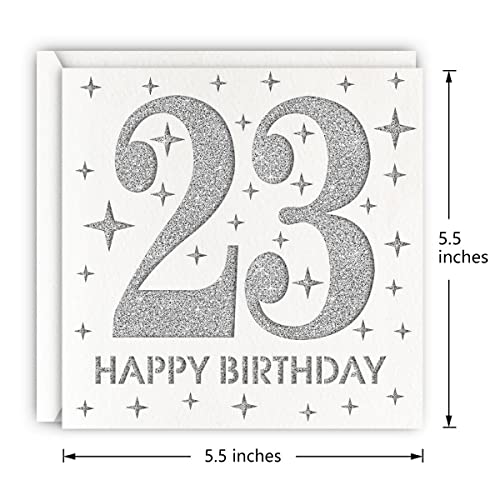 MAGJUCHE Silver 23rd Birthday Card, Laser Cut Glitter Girl Boy Age 23 Gift For Daughter, Son2