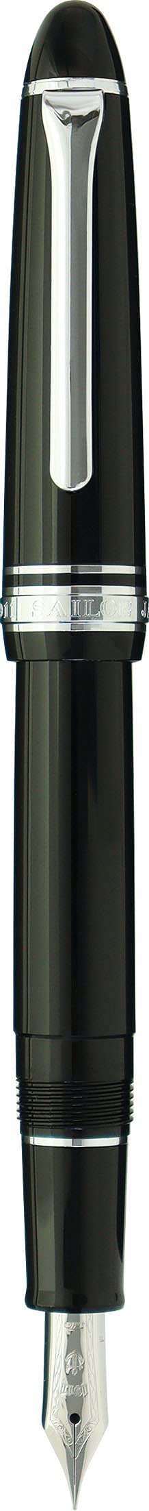 Sailor Profit Casual Fountain Pen Broad Nib Black Silver Trim Japan