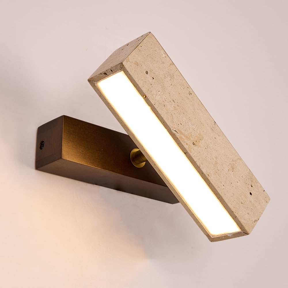 KBUUKYYXouy Wall Mounted Reading Light for Bedroom 360° Rotate Natural Stone Wall Sconce Hardwired Wall Lighting Mid Century Modern Night Light for Bedside Bed Living Room Farmhouse