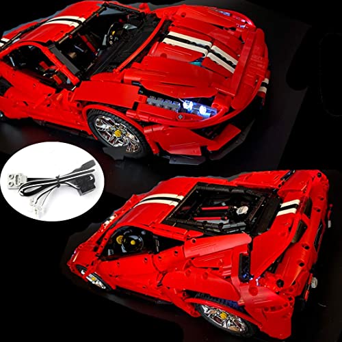 OWAHO 1: 8 Technologie Technik Ferrari 488 Pista Sport Car Building Blocks Modell, 3187 Teile Klemmblöcke… – Bild 3
