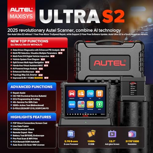 Autel MaxiSYS Ultra S2 AI Scanner, 2026 Top Intelligent Scan Tool V2.0 of MS919 S2/ MS909 S2 MSUltra, 6in1 VCMI2, Topology 3.0 Multi-Point DVI, EV Test, Motor Truspeed, 48+ Service, ECU Pr0gram, OS13 - Image 3