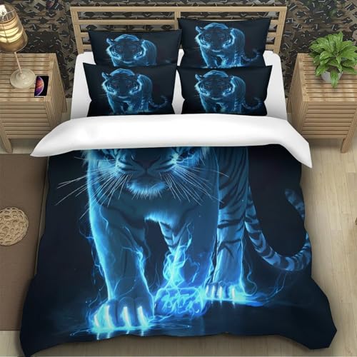 Housse de couette bleue 3D microfibres parure de lit double design moderne