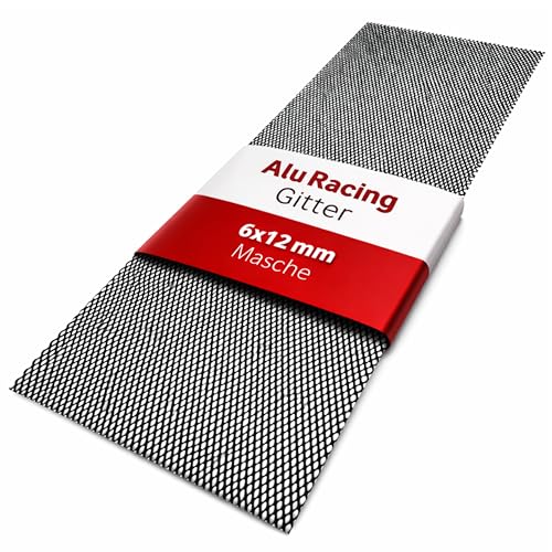 RECAMBO 100×33cm Alu Renngitter | Grillgitter, Race Gitter, Streckgitter | Hochwertige Aluminiumlegierung | Universelles automotiv Kühlergitter | Schwarz, Raute 6 x 12mm