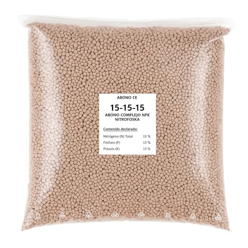 Suinga Abono Fertilizante 15-15-15 de 1 kg | Sustrato Universal Triple 15 para Abono de Huertos, Jardines y Frutales | Componentes: Nitrógeno, Fósforo, Potasio, Azufre | Fertilizante Granulado