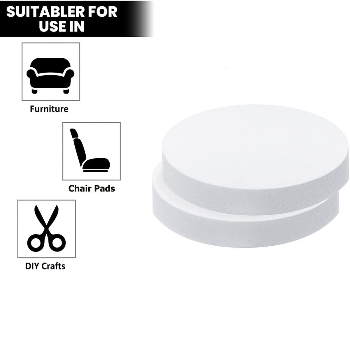 YURRO Coussins Blancs 45D En Mousse Ferme,Garniture En Mousse Souple Vide,Matelas Mousse,Inserts En Mousse,pour Rembourrage De Coussins,5cm Blanc (10cm,60x40cm