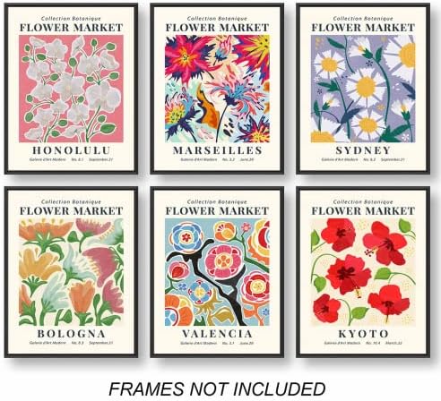 MUAEEOK 12PCS Flower Market Poster, Danish Pastel Room Decor, Floral Wall art, Boho Wall Art, Wall Art for Living room Bedroom and Bathroom, Office Decor, Pastel Room Decor (8x10 in, Unframed)