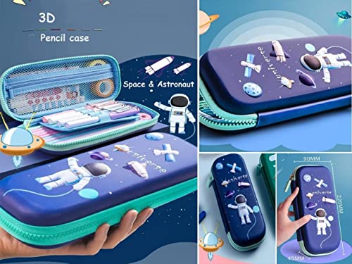 Image of Royals hub Canvas 3D Cover Eva Universe Astronaut Theme Pencil Case, Large Capacity Pencil Pouch Bag, Compass School Pouch Organizer For Students, Premium Stylish Pen Holder (Multicolor)