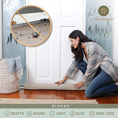 DECOREALM Heavy Duty Door Draft Stopper and Blocker, Sound Proof Draft Guard for Doors and Windows, Decorative Cylinder Provides Door Insulation and Weather Stripping for Doors (Beige, 36 Inches) - Thumbnail 2