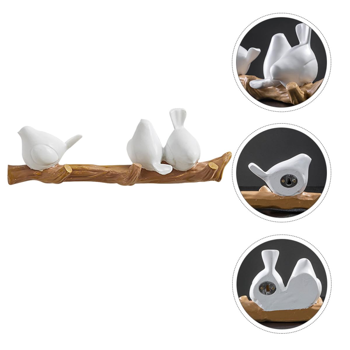 Gancho de Pared Rústico de Resina Diseño de Tres Pájaros Claros sobre Rama, Perchero Decorativo para Abrigos y Sombreros, Colgador Funcional para Hogar y Oficina