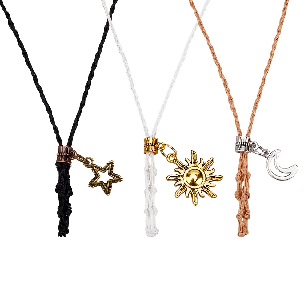 Hobbspring 3 Colors Crystal Holder Necklace 43cm Handmade Empty Stone Crystal Holder Adjustable Stone Holder Cage with Alloy Pendant for DIY Bracelet Necklace Jewelry Making