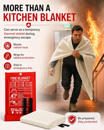 Image of Ougist 2 Pack Emergency Fire Blanket for Home and Kitchen, 40 inchx40 inch Fire Blankets for Safety, Fiberglass Flame Suppression for Grill, RV & Camping, Peace of Mind for Your Family