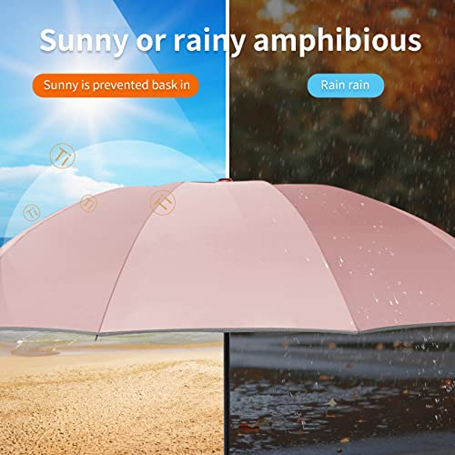 Cloudia Windproof Umbrella Travel Umbrella Easy Compact Folding Reverse Umbrella Inverted Umbrella, Umbrellas For Rain, Windproof Umbrella Reverse Umbrella With Reflective Stripe, Umbrella In Rain And Sun For Women And Men (Pink) #TOP4