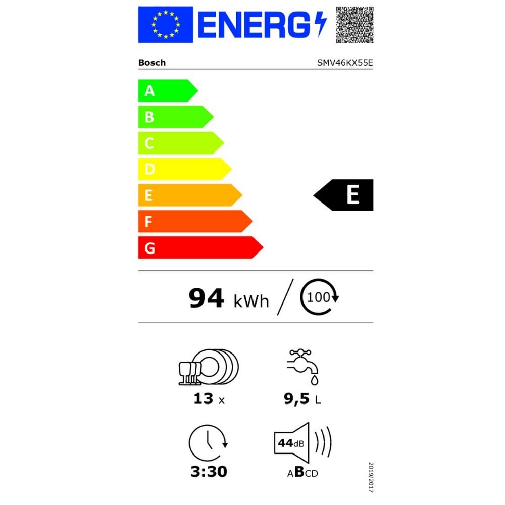 Bosch SMV46KX55E Serie 4 - Lavastoviglie da 60 cm, Scomparsa totale, Classe A++