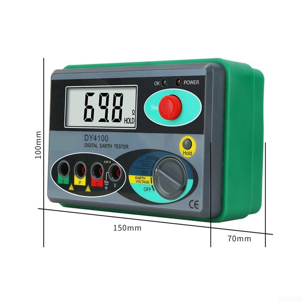 Instrumento de medición de resistencia a tierra DY4100 con pantalla HD clara y diseño de protección de seguridad dual (A)