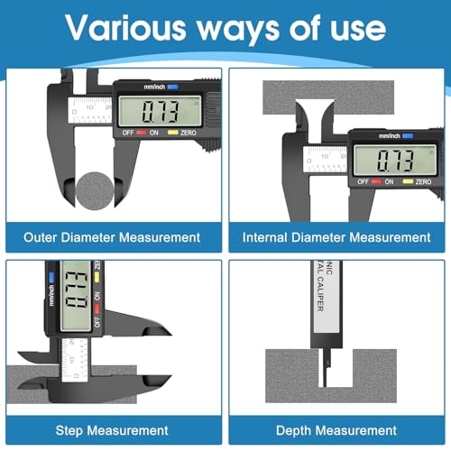 Image of Plastic Digital vernier caliper, 6 inch with Large LCD Screen, Electronic Vernier Caliper Gauge Micrometer