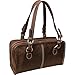 Classy Belt Stitched Leather Satchel (#1828-2) (Brown)