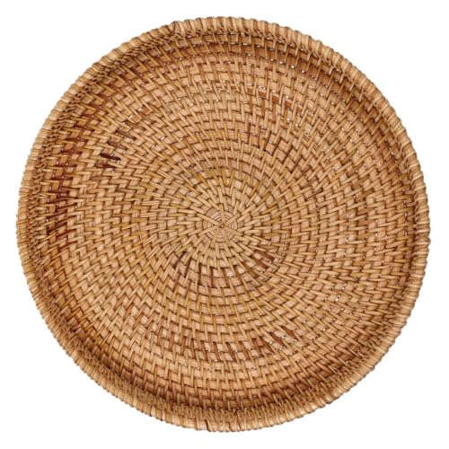 Cesta de mimbre redonda sin asas para solucionar el desorden de mesa 2