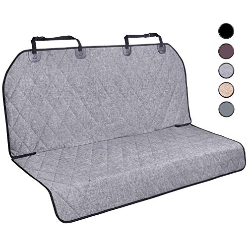 VIVAGLORY Dog Seat Cover for Back Seat, No-Skirt Design, Quilted & Durable 600 Denier Oxford Car Seat Covers with Anti-Slip Backing for Most Cars, SUVs & MPVs, Heather Black, L