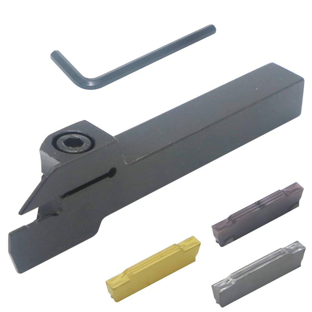 CNC Lathe Grooving Tool Holder MGEHR12122(0.47 Inch), with Three MGMN200 Cemented Carbide