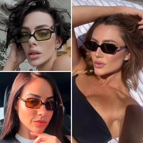 Freckles Mark Retro Polarized Rectangle Sunglasses for Women Men Trendy Sun Glasses Classic 70s Shades FM12273