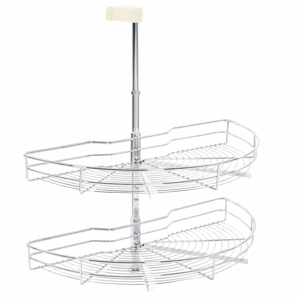 Cesta de alambre de cocina de 2 niveles, giratoria 180 grados, 75 x 38 x 80 cm, con estantes, ahorra espacio, organizador para utensilios, cubiertos, cuchara, escurreplatos y accesorios