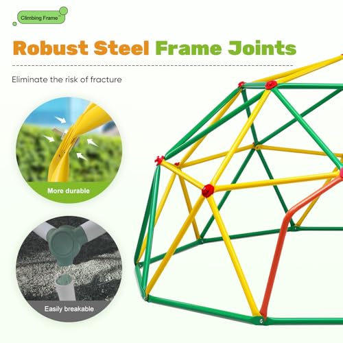 Image of Zupapa 10FT Climbing Dome, Outdoor Wide Door Dome Climber for Kids Supporting 1000 lbs, Easy Assembly Playground Jungle Gym Backyard Play Equipment